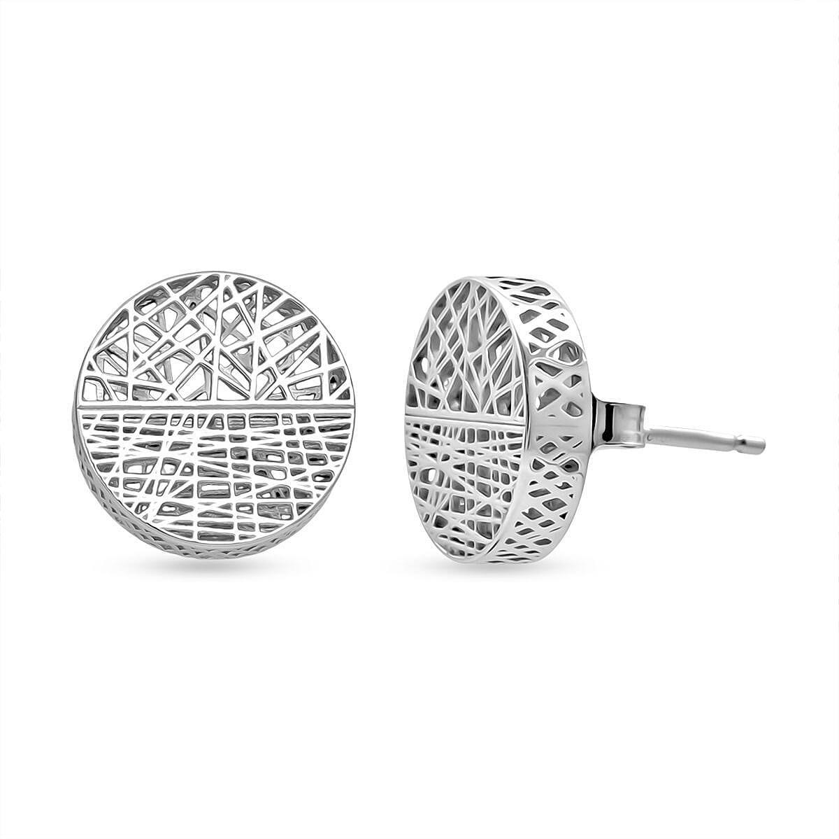 Rhodium Overlay Sterling Silver Earring with Push Back