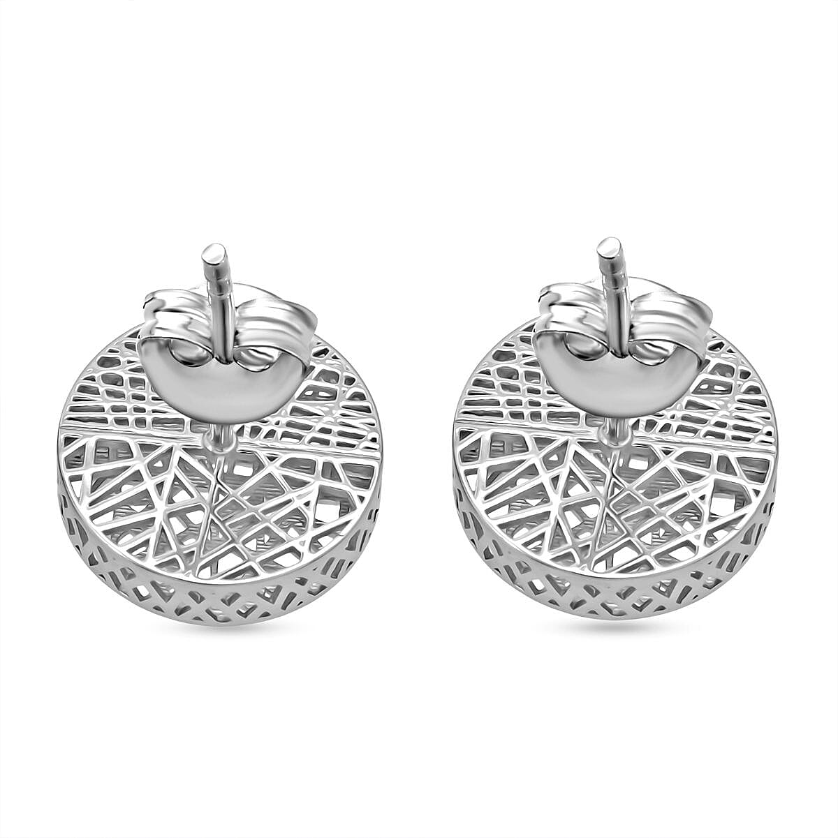 Rhodium Overlay Sterling Silver Earring with Push Back