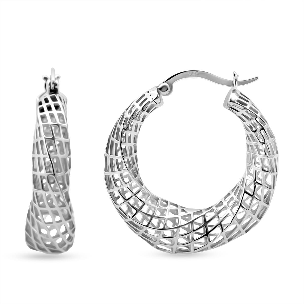 Rhodium Overlay Sterling Silver Earring with Clasp, Silver Wt. 6.80 Gms.
