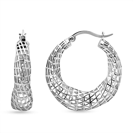 Rhodium Overlay Sterling Silver Earring with Clasp, Silver Wt. 6.80 Gms.