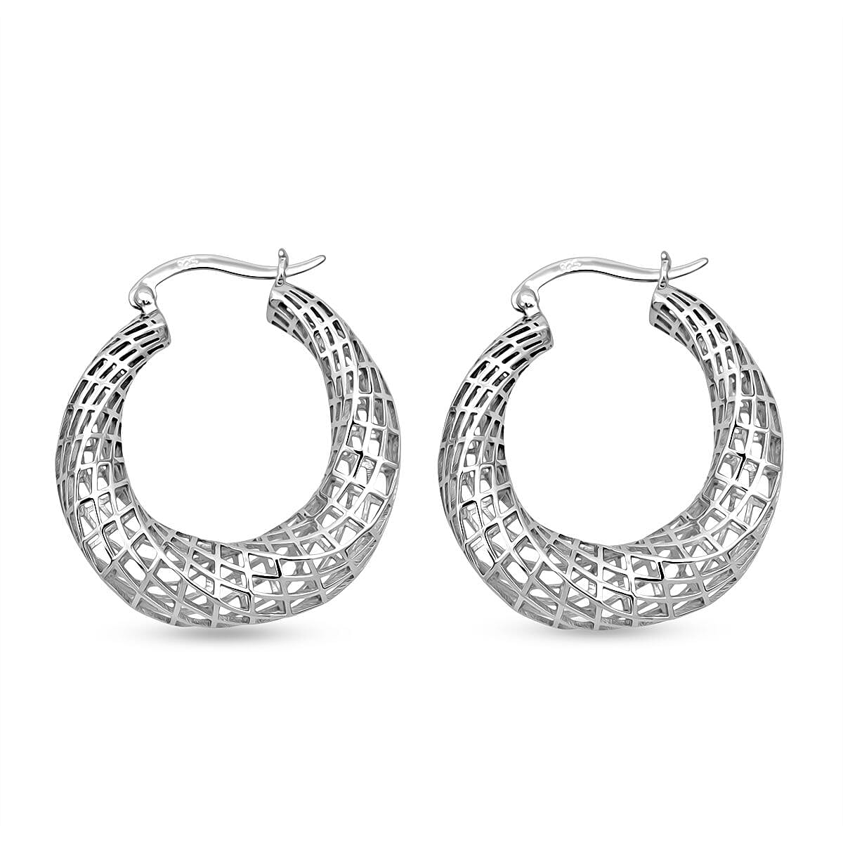Rhodium Overlay Sterling Silver Earring with Clasp, Silver Wt. 6.80 Gms.