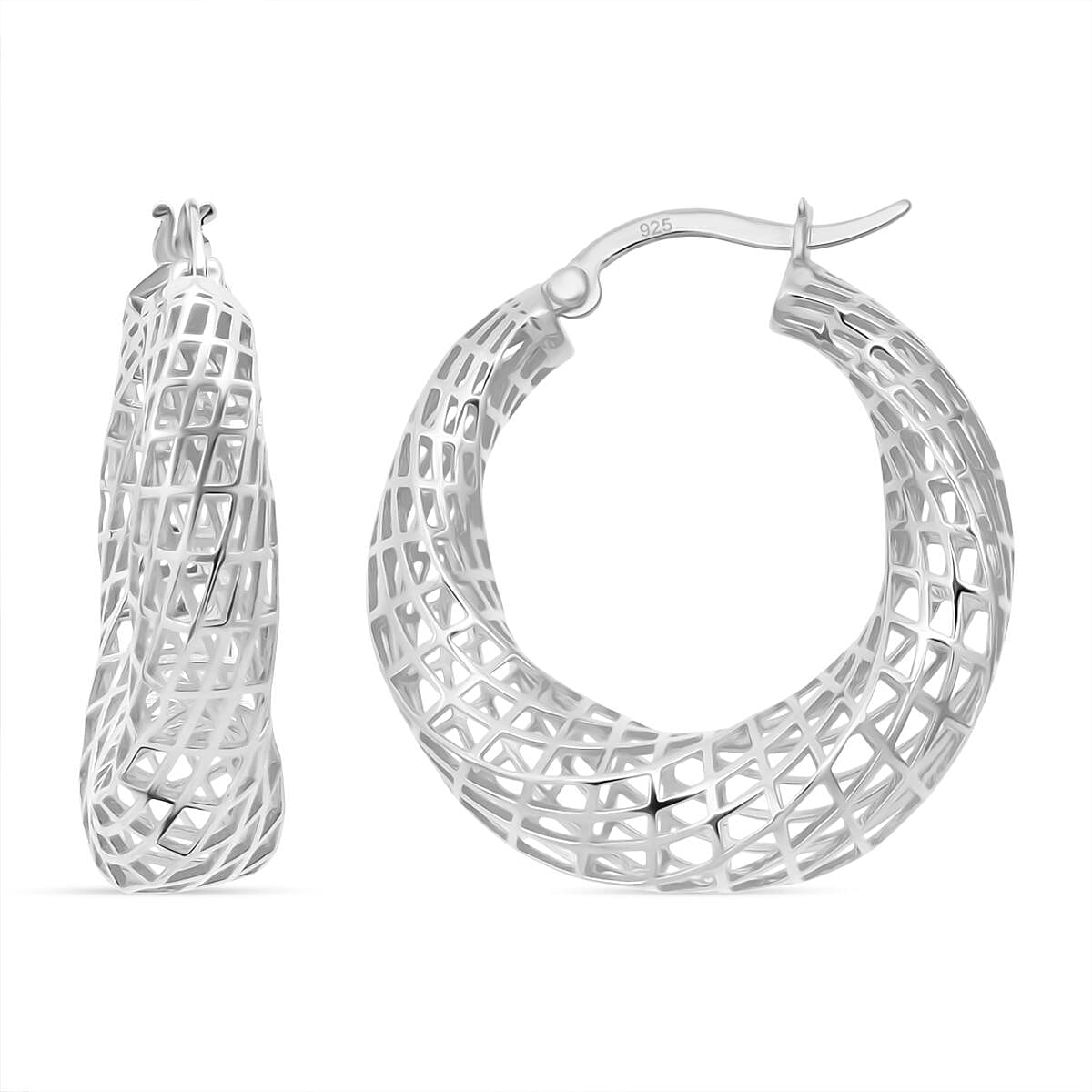 Rhodium Overlay Sterling Silver Earring with Clasp, Silver Wt. 6.75 Gms.