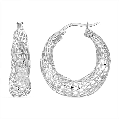 Rhodium Overlay Sterling Silver Earring with Clasp, Silver Wt. 6.75 Gms.