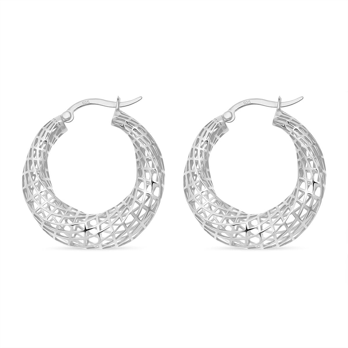 Rhodium Overlay Sterling Silver Earring with Clasp, Silver Wt. 6.75 Gms.
