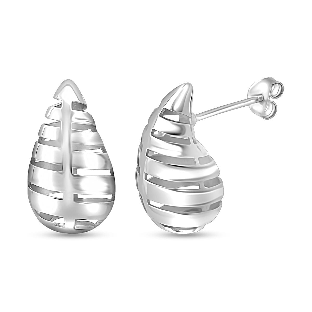 Rhodium Overlay Sterling Silver Earring with Push Back