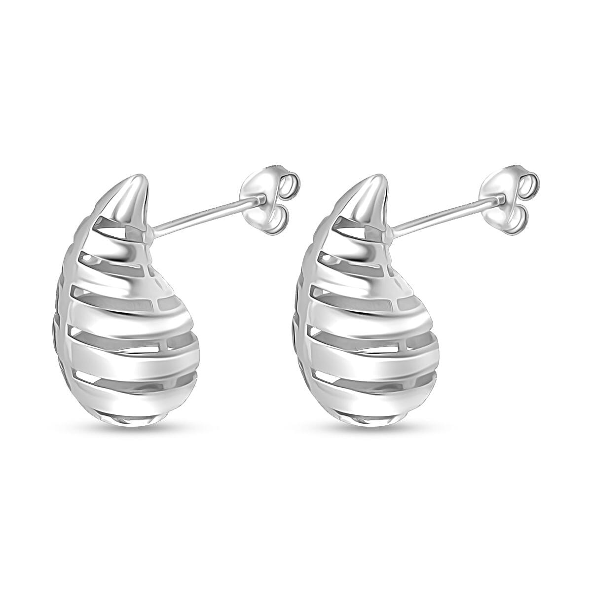 Rhodium Overlay Sterling Silver Earring with Push Back