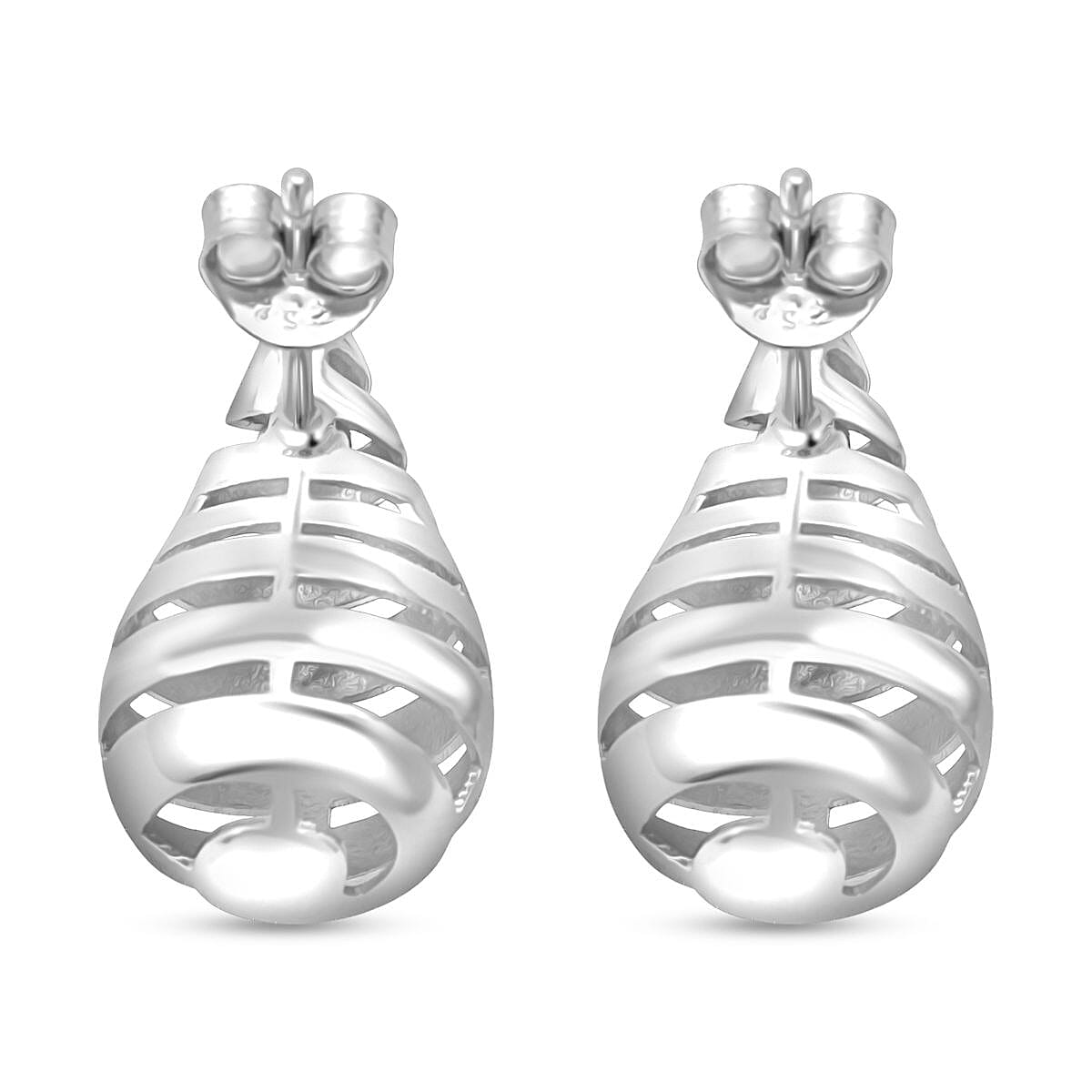 Rhodium Overlay Sterling Silver Earring with Push Back