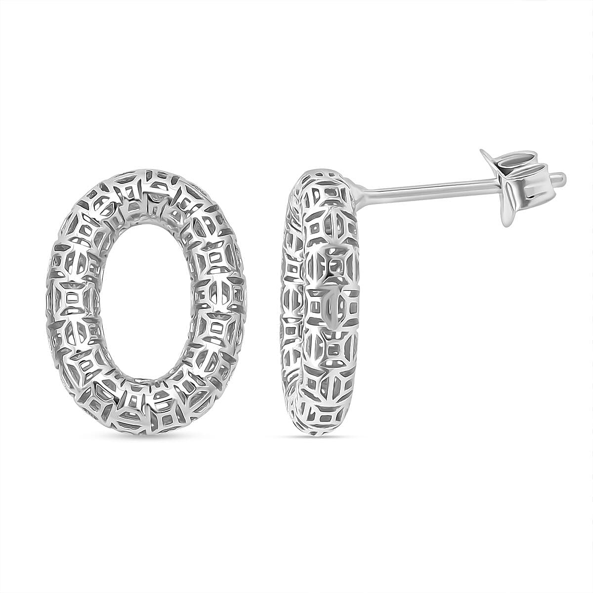 Treasure Of Siam - Rhodium Overlay Sterling Silver Earring with Push Back