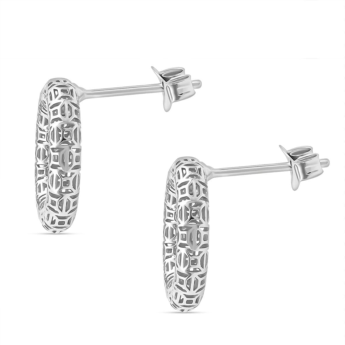 Treasure Of Siam - Rhodium Overlay Sterling Silver Earring with Push Back