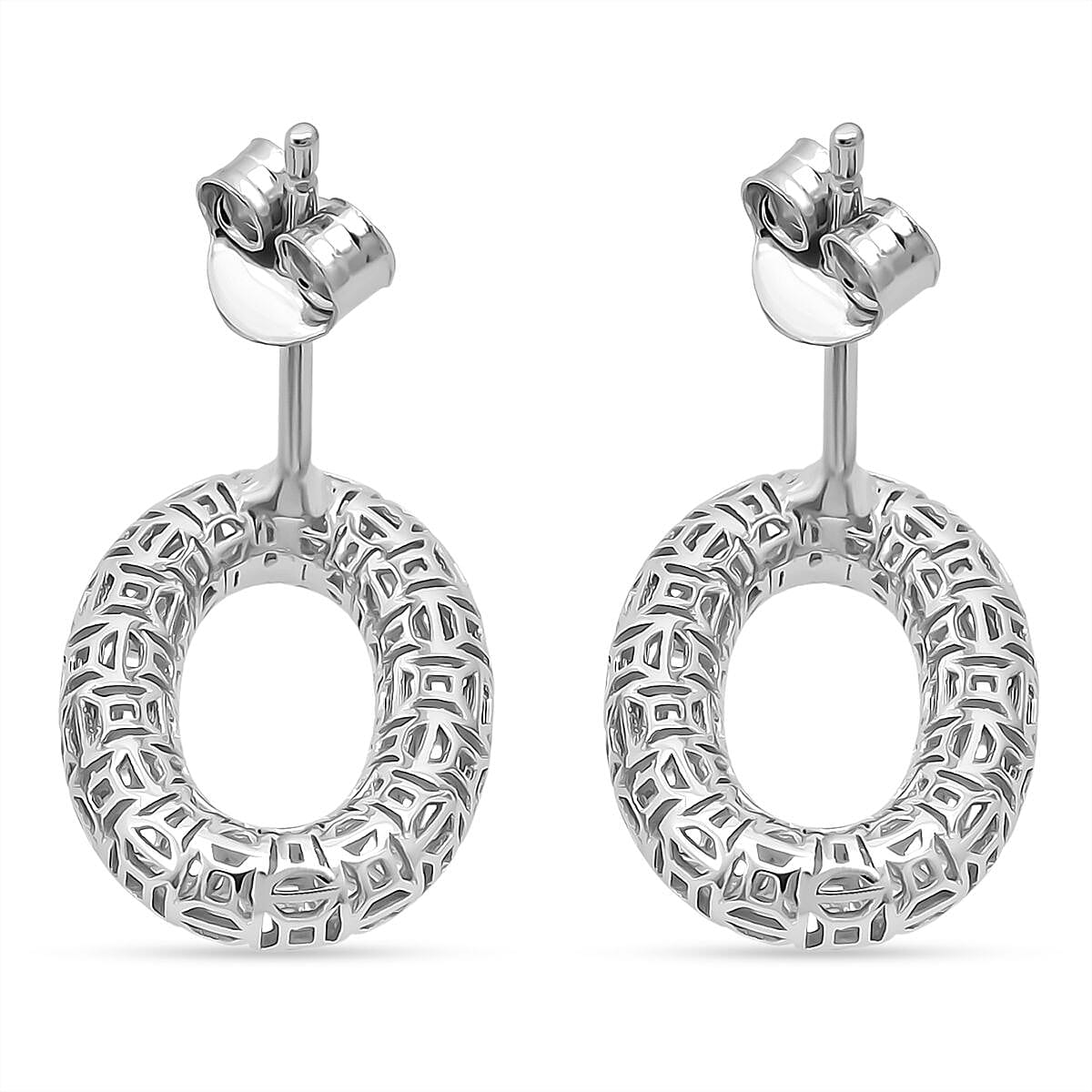 Treasure Of Siam - Rhodium Overlay Sterling Silver Earring with Push Back