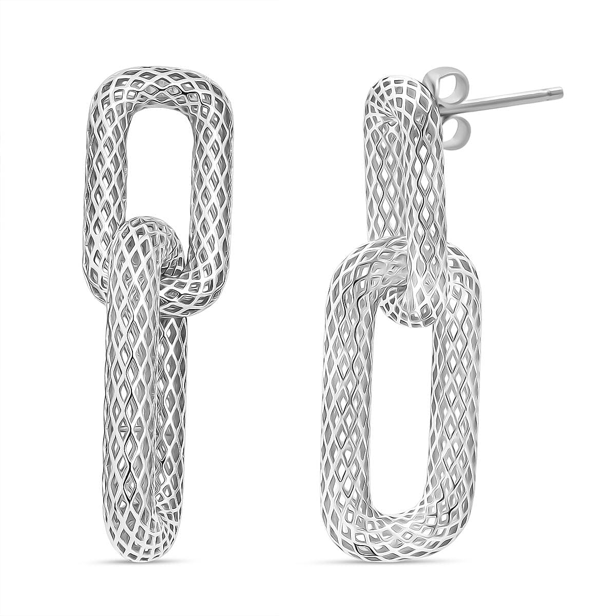 Rhodium Overlay Sterling Silver Earring with Push Back, Silver Wt. 5.33 Gms.