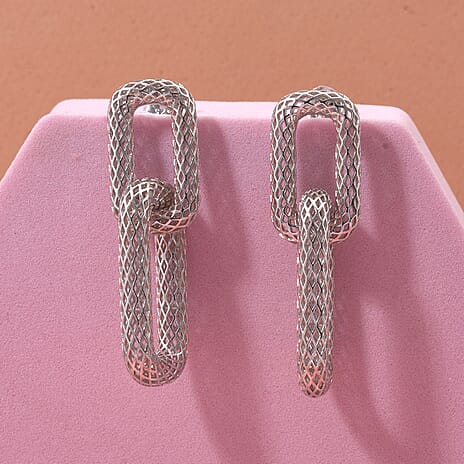 Rhodium Overlay Sterling Silver Earring with Push Back, Silver Wt. 5.33 Gms.