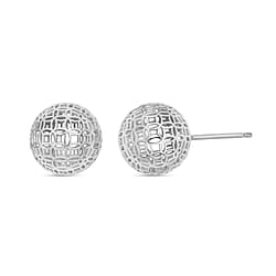 Treasure of Siam - Rhodium Overlay Sterling Silver Earring with Ball Push Back
