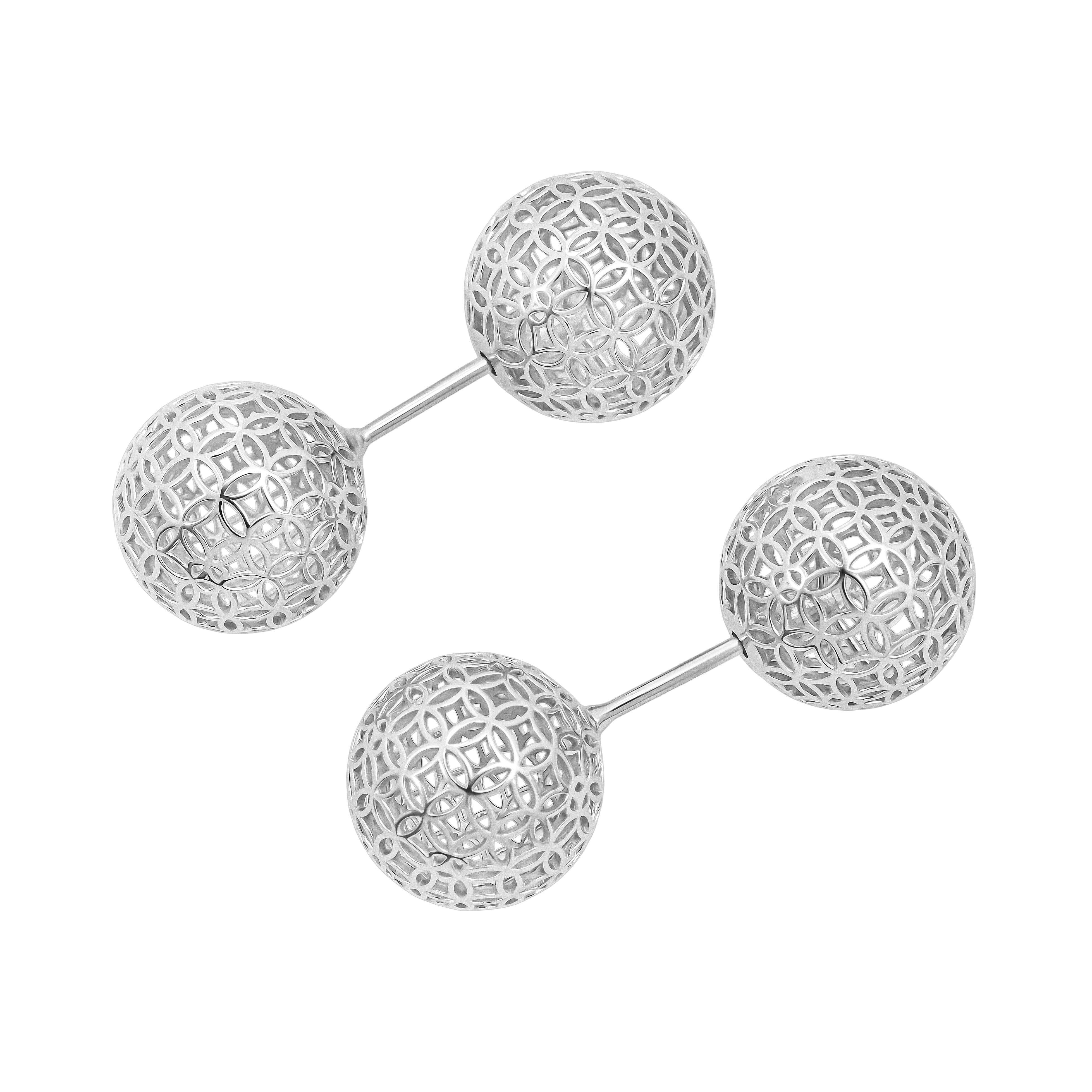 Rhodium Overlay Sterling Silver Earring with Ball Push Back, Silver Wt. 5.48 Gms.
