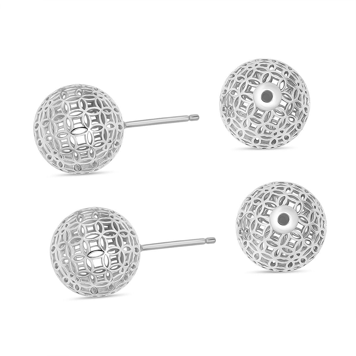 Rhodium Overlay Sterling Silver Earring with Ball Push Back, Silver Wt. 5.48 Gms.