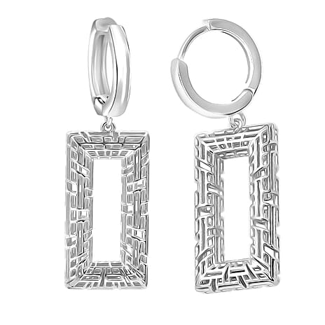 Rhodium Overlay Sterling Silver Earring with Hoop, Silver Wt. 6.42 Gms.