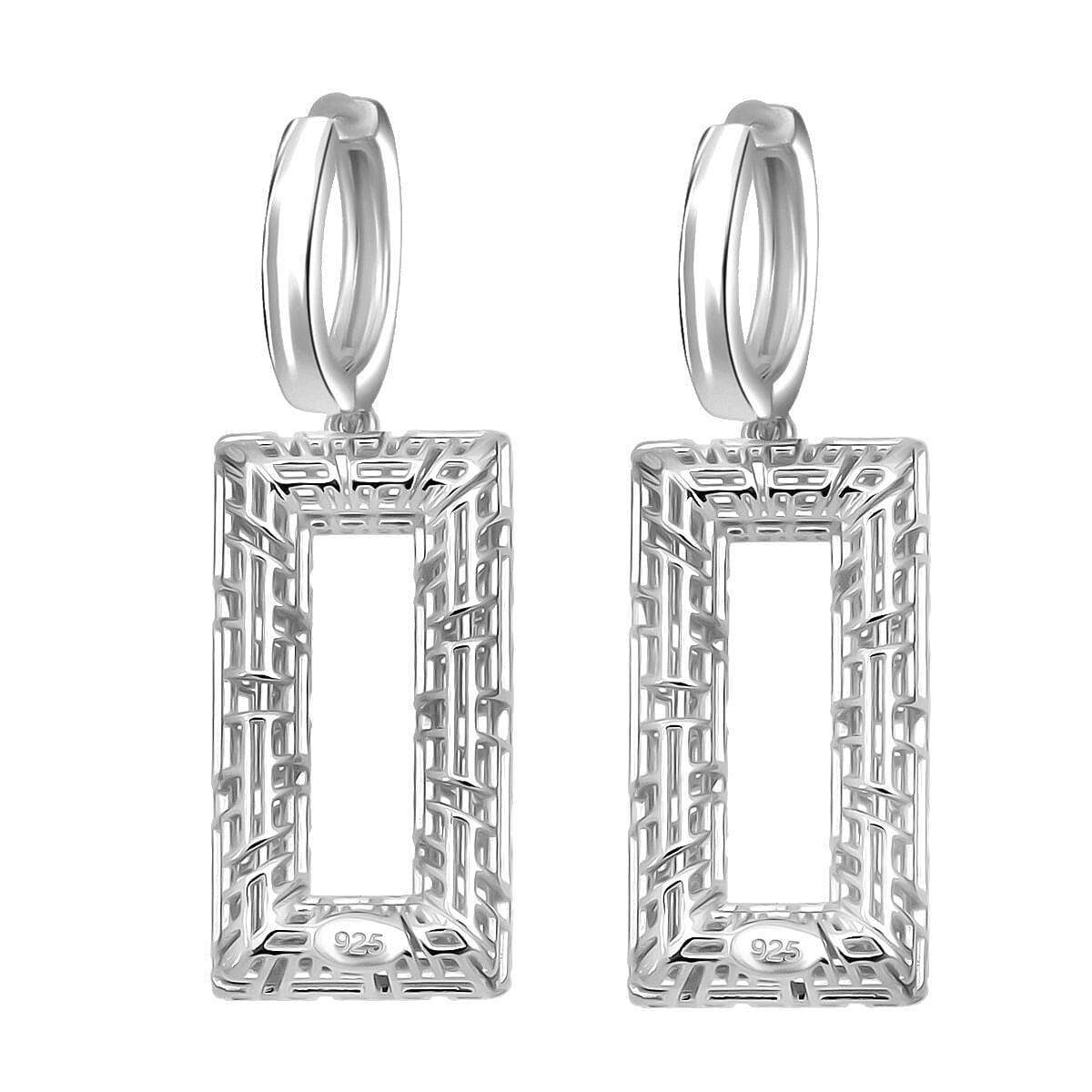 Rhodium Overlay Sterling Silver Earring with Hoop, Silver Wt. 6.42 Gms.