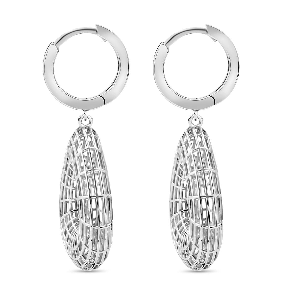 Rhodium Overlay Sterling Silver Earring with Hoop, Silver Wt. 5.55 Gms.