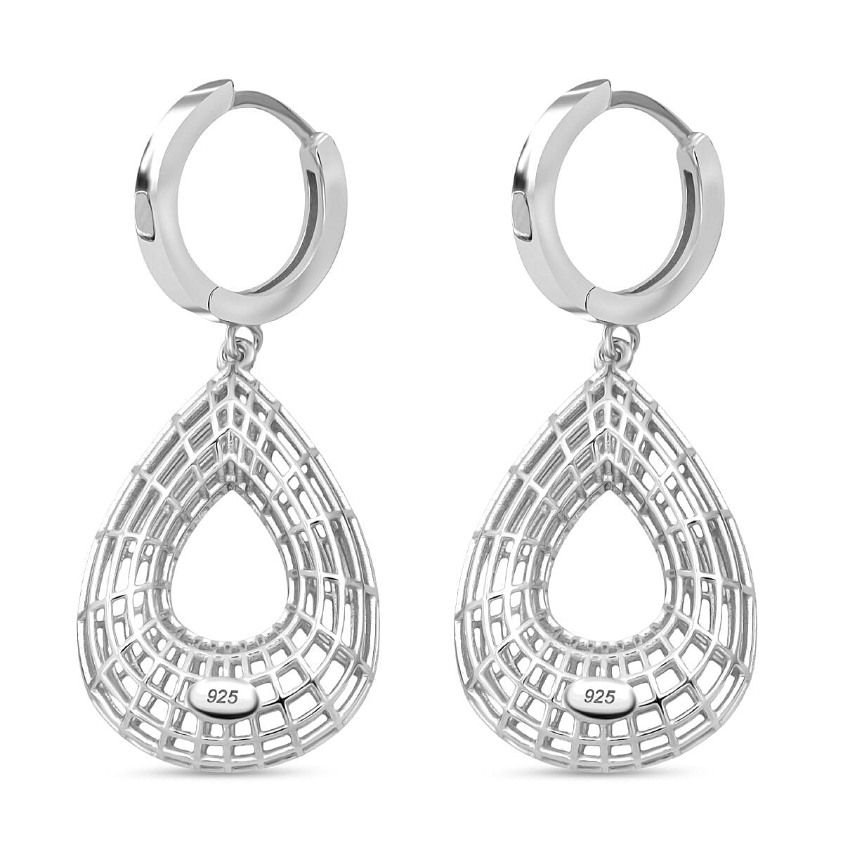Rhodium Overlay Sterling Silver Earring with Hoop, Silver Wt. 5.55 Gms.