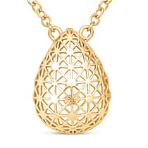 Treasure of Siam - Sterling Silver Openwork Teardrop Necklace (Size - 18 + 1 Ext) with Lobster Clasp in Yellow Gold Plating