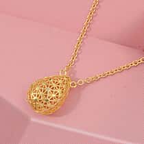 Treasure of Siam - Sterling Silver Openwork Teardrop Necklace (Size - 18 + 1 Ext) with Lobster Clasp in Yellow Gold Plating
