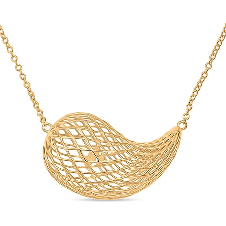 Treasure of Siam - Sterling Silver Abstract Mesh Necklace (Size - 18 + 1 Ext) with Lobster Clasp in Yellow Gold Plating