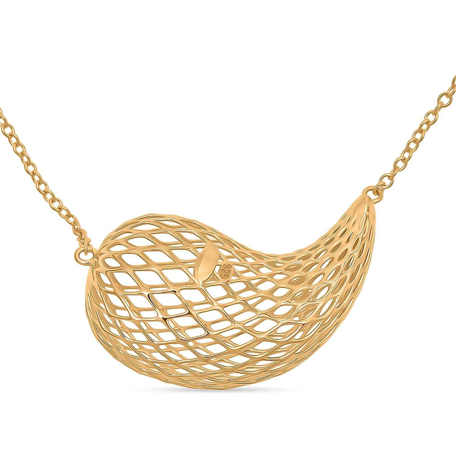 Sterling Silver Necklace (Size - 18 - 1 Ext) with Lobster Clasp in Yellow Gold Plating