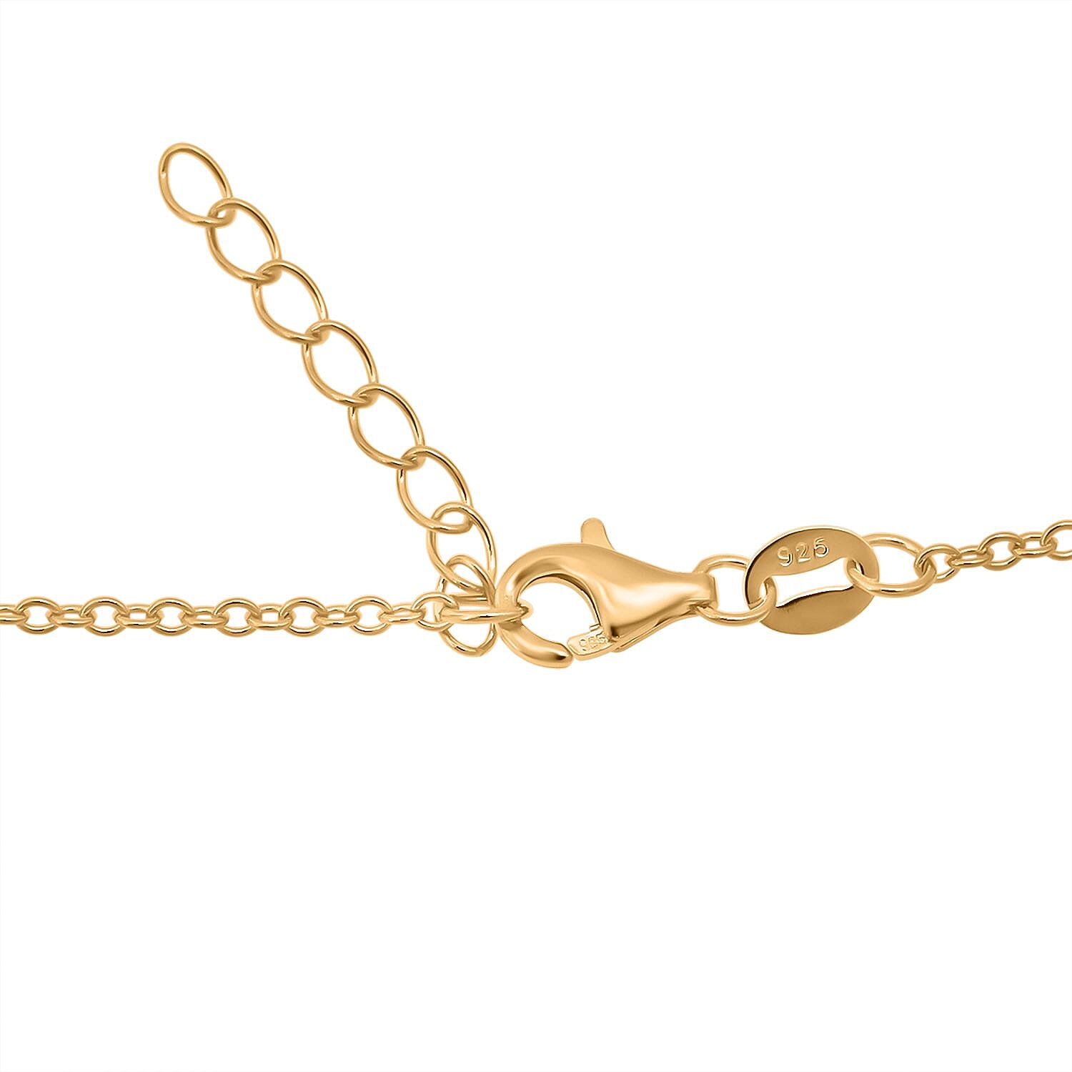 Sterling Silver Necklace (Size - 18 - 1 Ext) with Lobster Clasp in Yellow Gold Plating