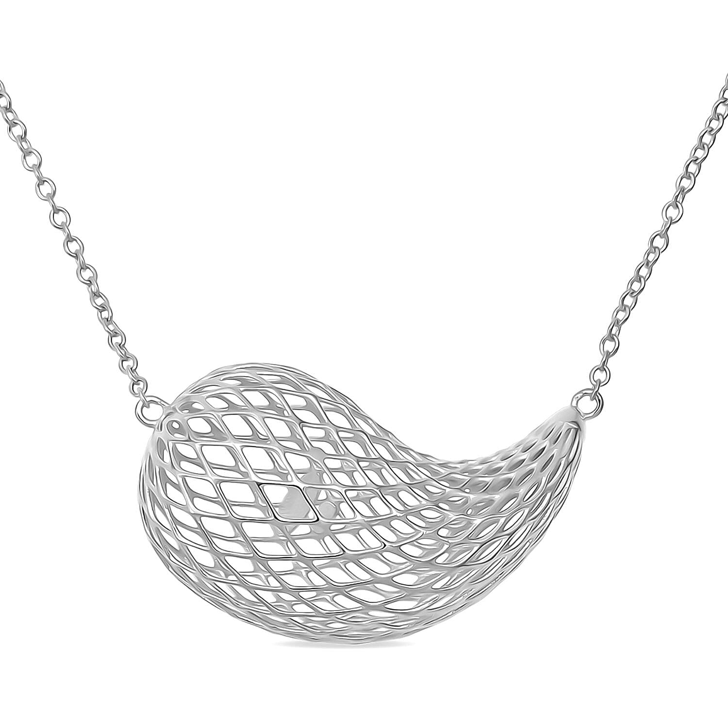 Rhodium Overlay Sterling Silver Necklace (Size - 18 - 1 Ext) with Lobster Clasp