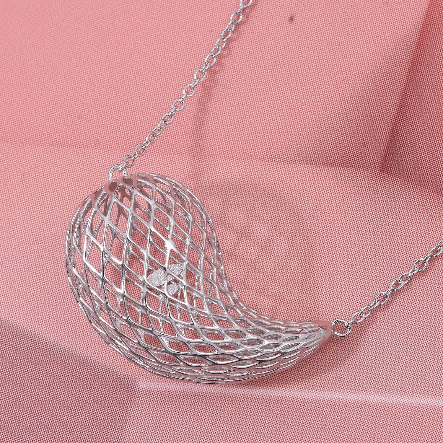 Rhodium Overlay Sterling Silver Necklace (Size - 18 - 1 Ext) with Lobster Clasp