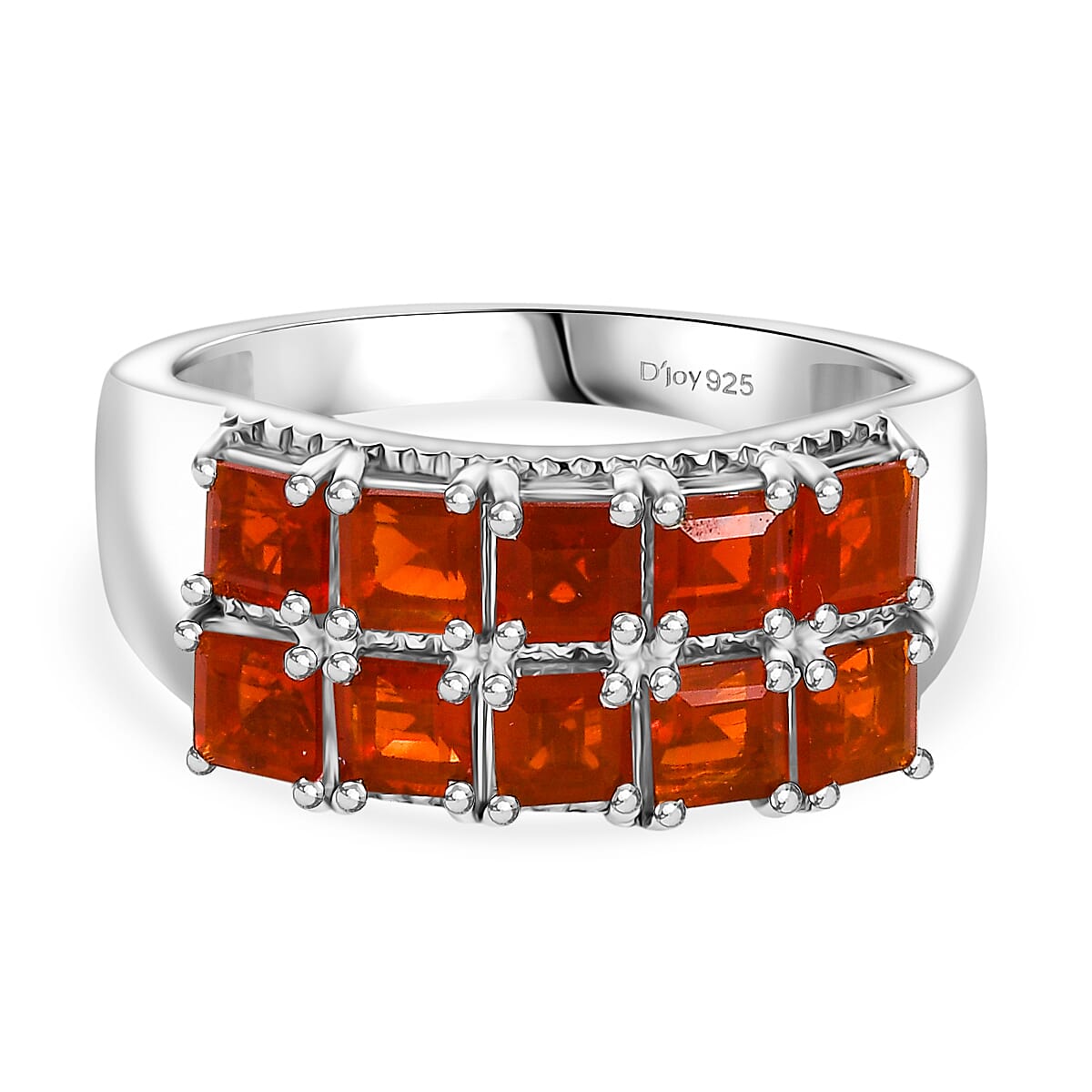 D'joy Crimson Fire Opal Ring in Rhodium Overlay Sterling Silver 1.03 Ct.