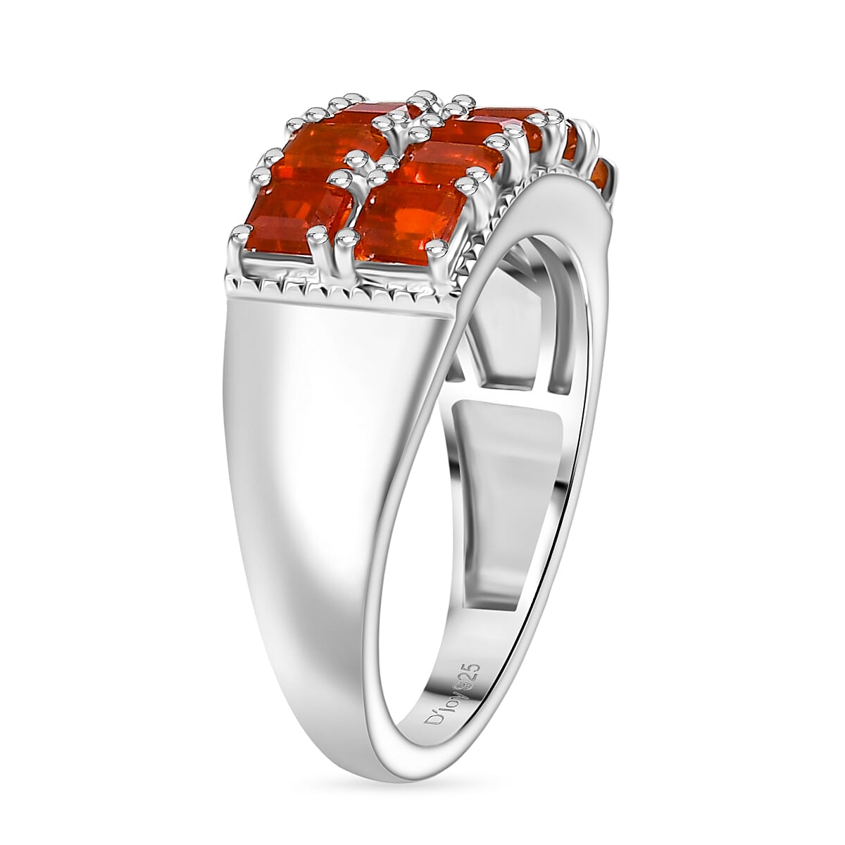 D'joy Crimson Fire Opal Ring in Rhodium Overlay Sterling Silver 1.03 Ct.