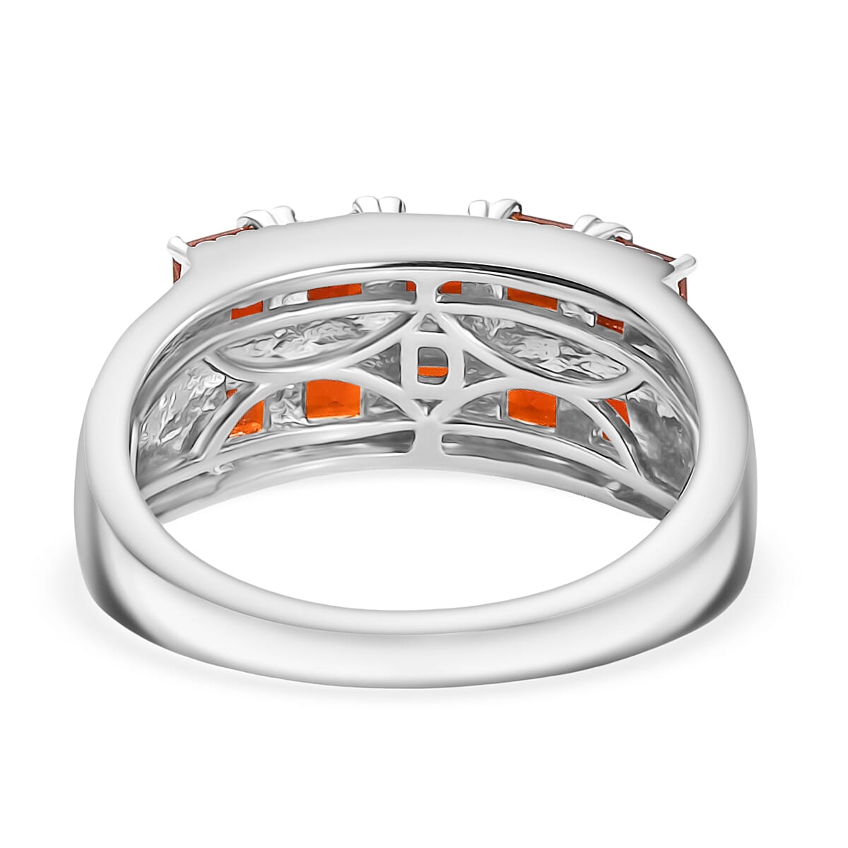 D'joy Crimson Fire Opal Ring in Rhodium Overlay Sterling Silver 1.03 Ct.