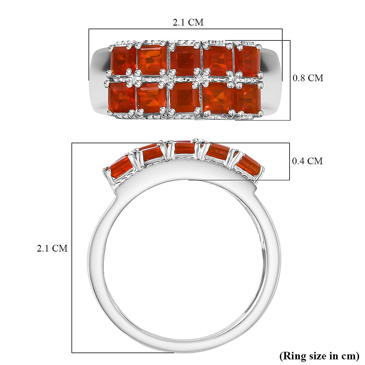 D'joy Crimson Fire Opal Ring in Rhodium Overlay Sterling Silver 1.03 Ct.