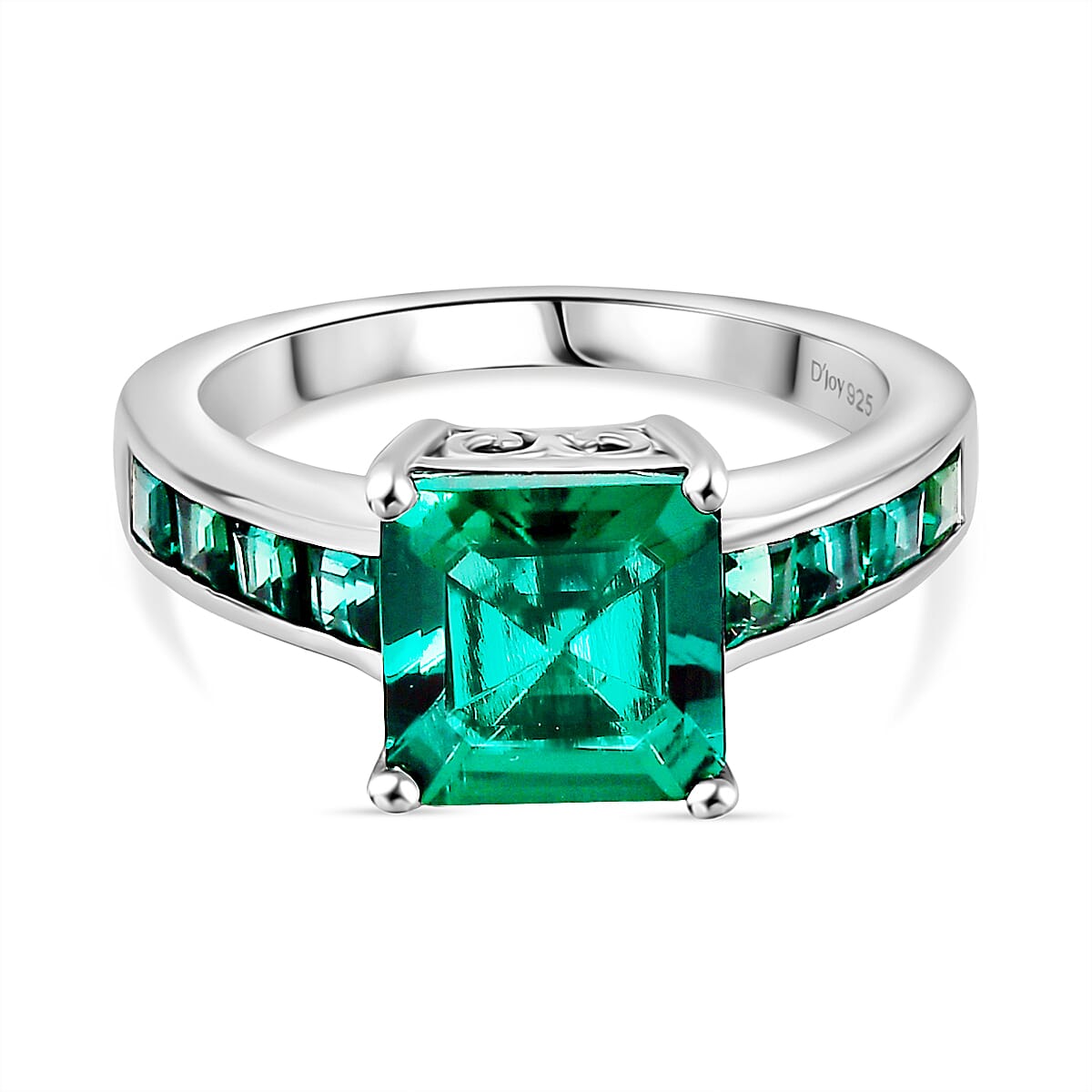 Biggest Close Out Deal- Lab Grown Emerald Asscher Cut Solitaire Ring in Rhodium Overlay Sterling Silver 3.32 Ct.