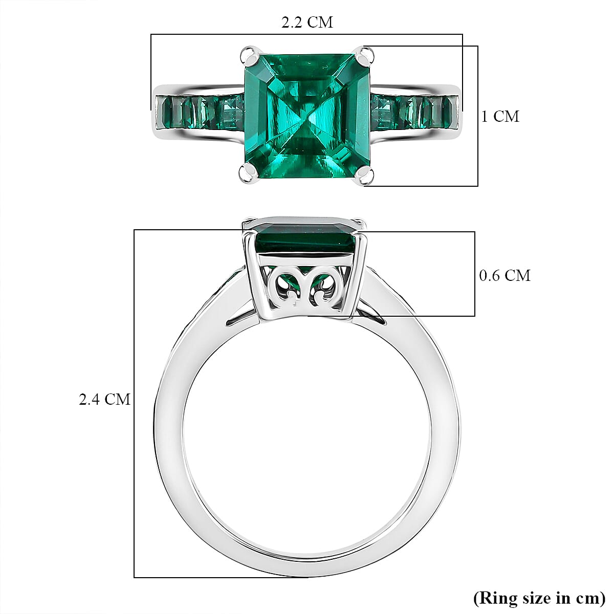 Biggest Close Out Deal- Lab Grown Emerald Asscher Cut Solitaire Ring in Rhodium Overlay Sterling Silver 3.32 Ct.