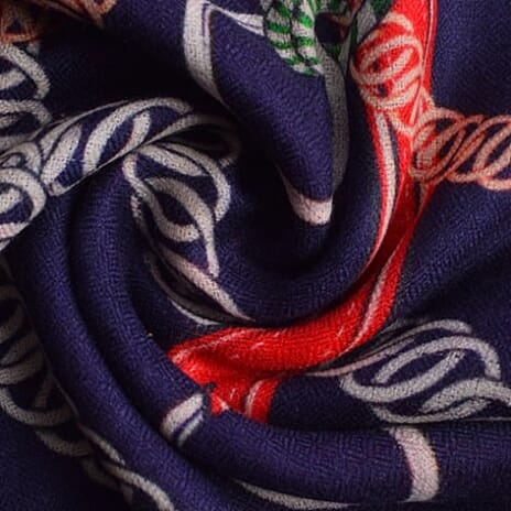 Valissiere 100% Cashmere Wool Scarf (Size 195 X 70 Cm) - Navy