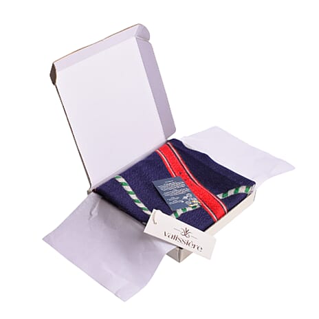 Valissiere 100% Cashmere Wool Scarf (Size 195 X 70 Cm) - Navy