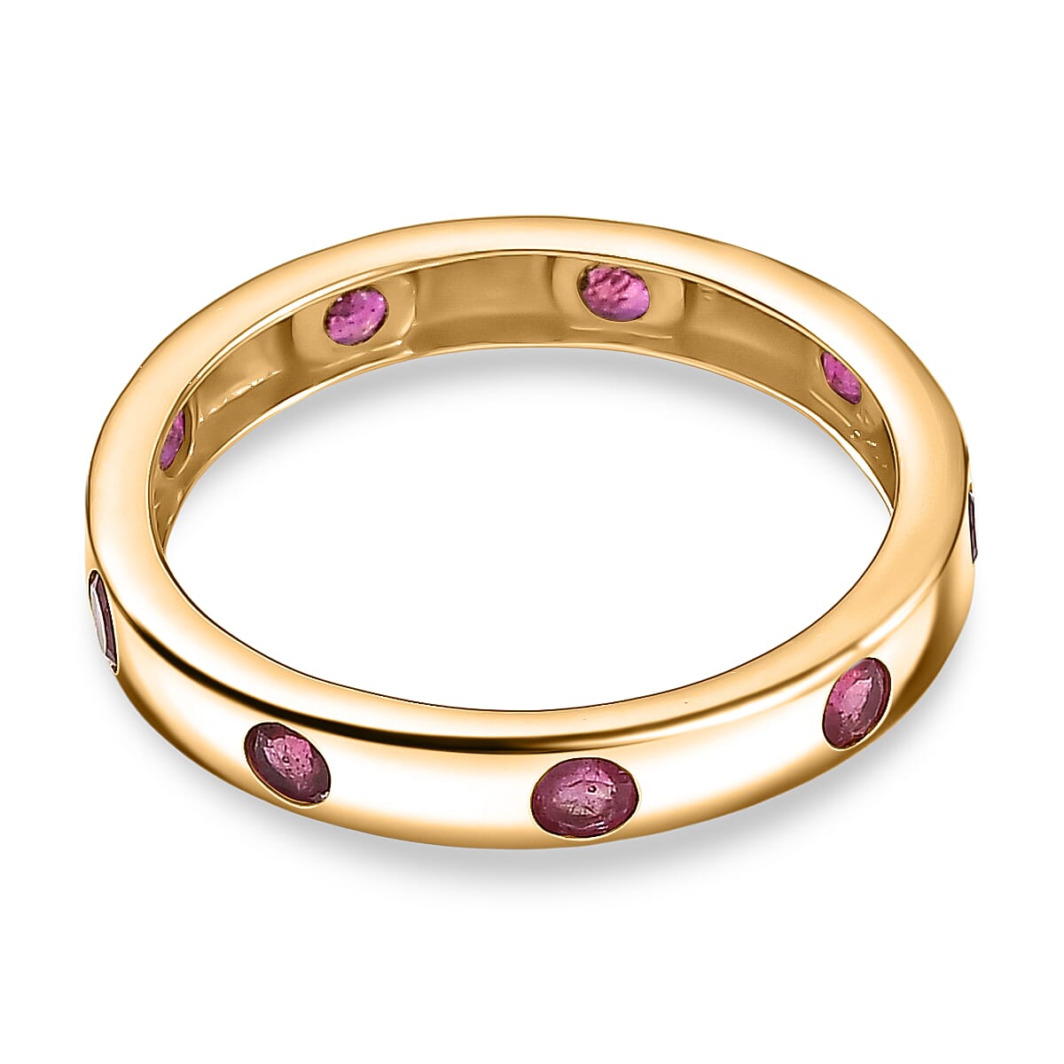 D'joy African Ruby Band Ring in 18K Yellow Gold Plating Sterling Silver