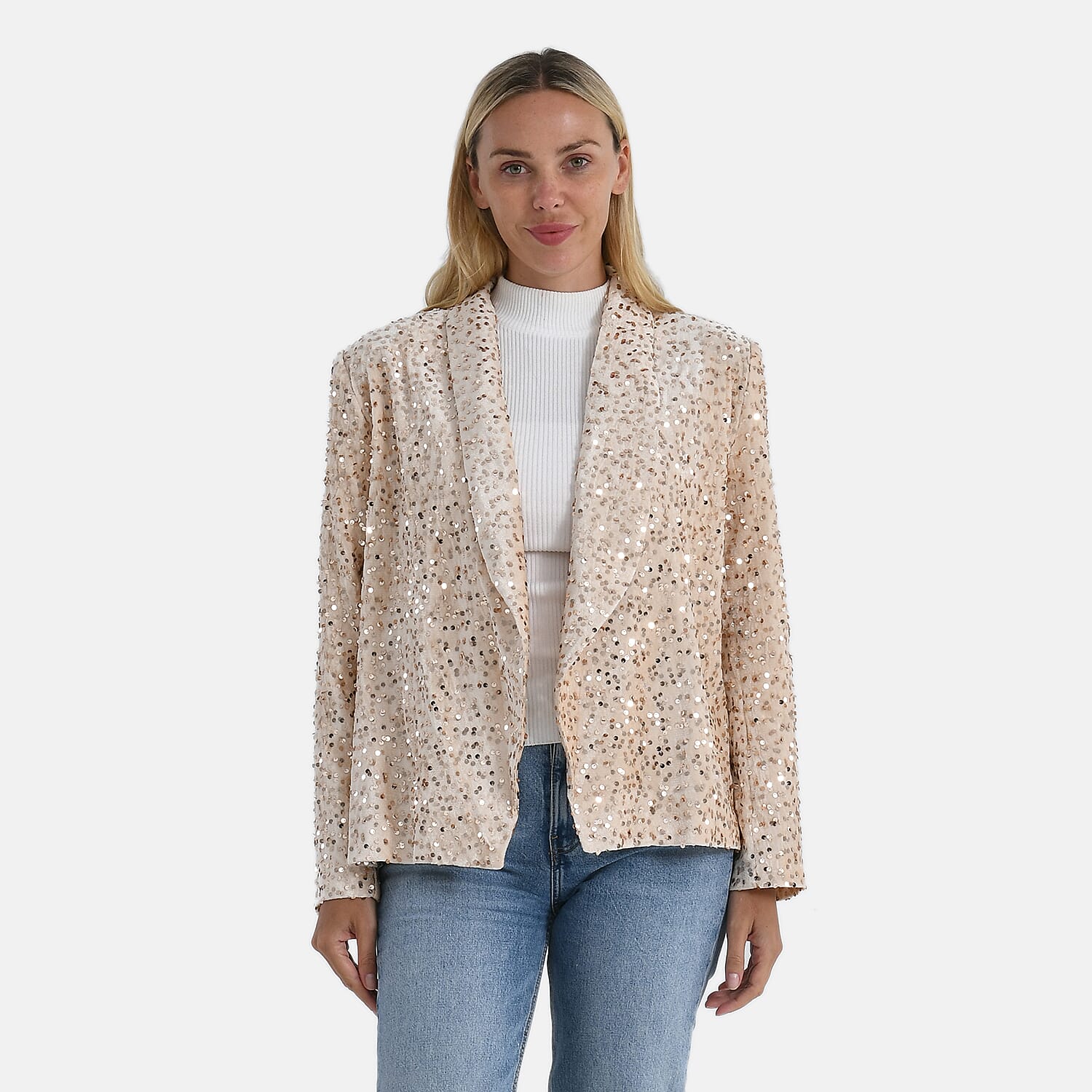 Valissiere-Patterned-Blazer-Size-Small-Champagne-Champagne