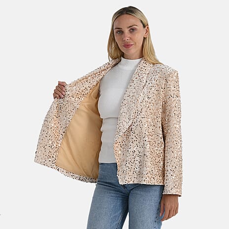 Biggest Fashion Buy 2025 - Valissiere Sequin Supersoft Lapel Blazer (Size S) - Champagne