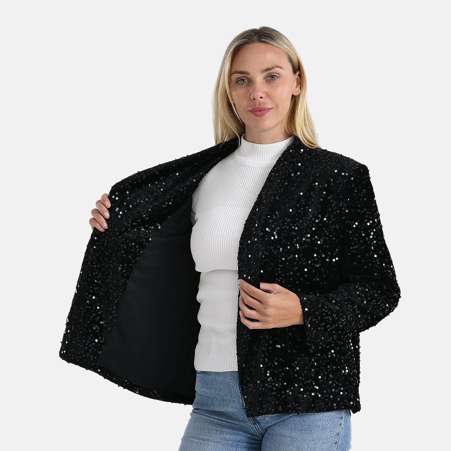 Valissiere Sequin Lapel Blazer