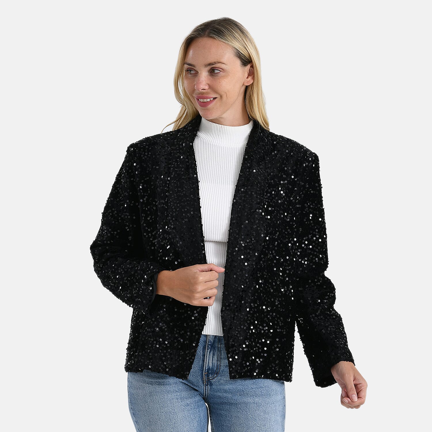 Valissiere Sequin Lapel Blazer