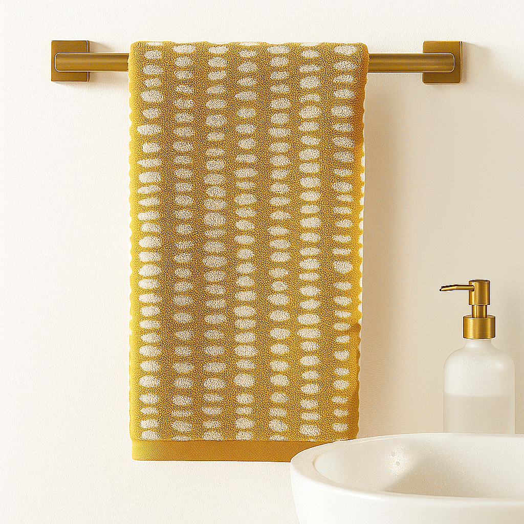 Copenhagen Home 100% Cotton Woven Abstract Dot Pattern Jacquard Hand Towel (90x50CM) - Yellow