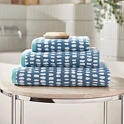 Copenhagen Home 100% Cotton Woven Dot Pattern Jacquard Bath Sheet (150x90CM) - Blue