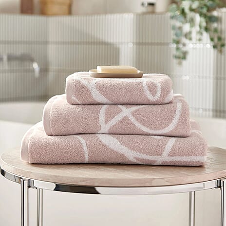 Copenhagen Home 100% Cotton Woven Abstract Line Pattern Jacquard Bath Sheet (150x90CM) - Pablo Clay