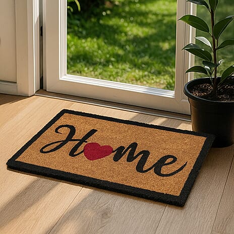 Eco-Friendly Home Print 100% Coir Door Mat - Black