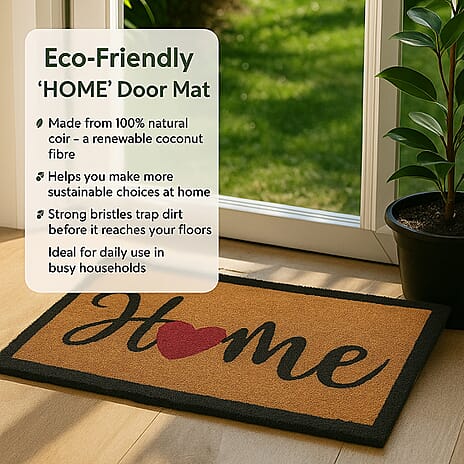 Eco-Friendly Home Print 100% Coir Door Mat - Black