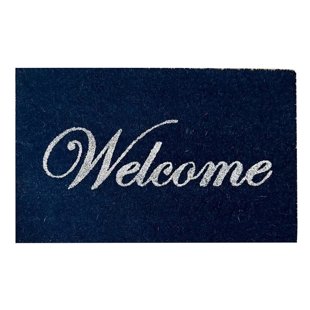 Eco-Friendly Welcome Print 100% Coir Door Mat - Navy