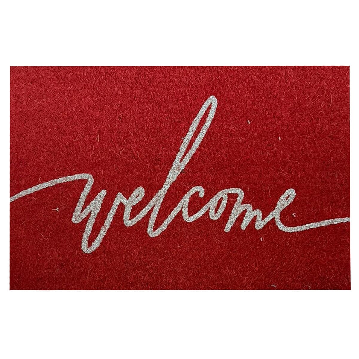 Eco-Friendly Welcome Print 100% Coir Door Mat - Red